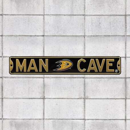 Anaheim Ducks: Man Cave - Officially Licensed NHL Metal Street Sign 36.0"W x 6.0"H by Fathead | 100% Steel