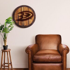 Anaheim Ducks: Officially Licensed NHL Branded "Faux" Barrel Top Sign 20.25x20.25 by Fathead | Wood