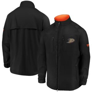 Men's Fanatics Branded Black Anaheim Ducks Authentic Pro Locker Room Rink Raglan Full-Zip Jacket