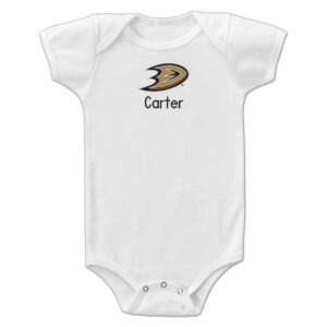 Infant White Anaheim Ducks Personalized Bodysuit