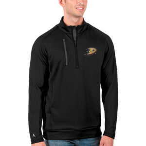 Men's Antigua Black/Charcoal Anaheim Ducks Generation Quarter-Zip Pullover Jacket