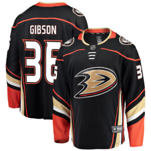 Men's Fanatics Branded John Gibson Black Anaheim Ducks Breakaway Player Jersey
