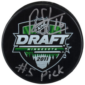 Ryan Strome Anaheim Ducks Autographed 2011 NHL Draft Logo Hockey Puck with "#5 Pick" Inscription