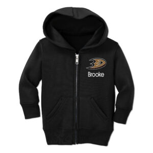 Toddler Chad & Jake Black Anaheim Ducks Personalized Full-Zip Hoodie