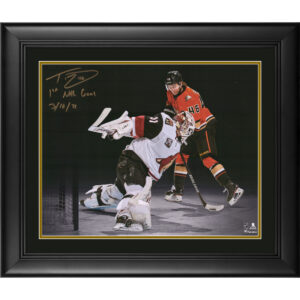 Trevor Zegras Anaheim Ducks Autographed Framed 16" x 20" First Goal Spotlight Photograph with "1st NHL Goal 3/18/21" Inscription