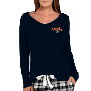 Women's Concepts Sport Black Anaheim Ducks Marathon Knit Long Sleeve V-Neck T-Shirt