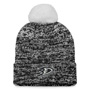 Women's Fanatics Branded Black Anaheim Ducks Glimmer Cuffed Knit Hat with Pom