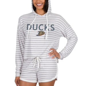 Women's Concepts Sport Cream Anaheim Ducks Visibility Long Sleeve Hoodie T-Shirt & Shorts Set