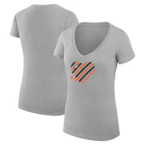Women's G-III 4Her by Carl Banks Heather Gray Anaheim Ducks Heart V-Neck T-Shirt