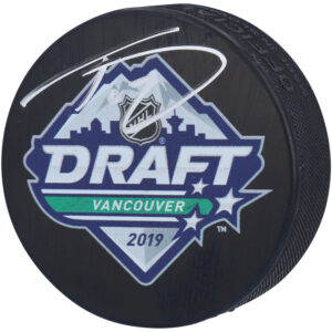 Trevor Zegras Anaheim Ducks Autographed 2019 NHL Draft Logo Hockey Puck