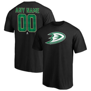 Men's Fanatics Branded Black Anaheim Ducks Emerald Plaid Personalized Name & Number T-Shirt