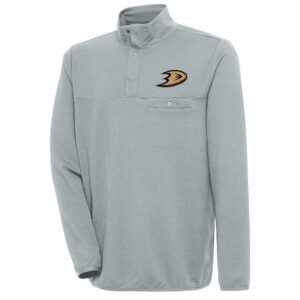 Men's Antigua Gray Anaheim Ducks Streamer Quarter-Snap Pullover Jacket